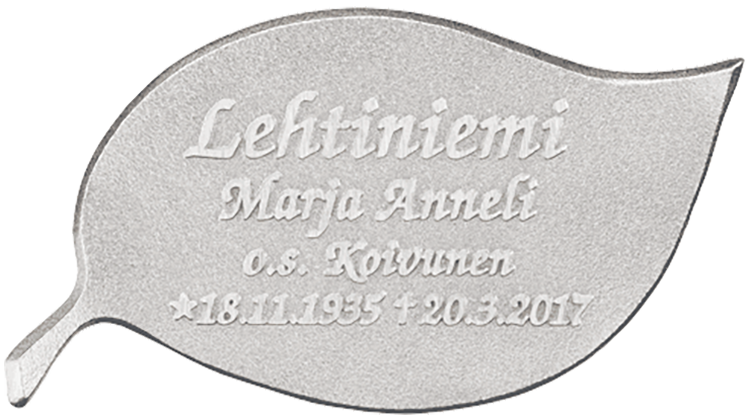 Valettu lehdenmuotoinen laatta n:o 2