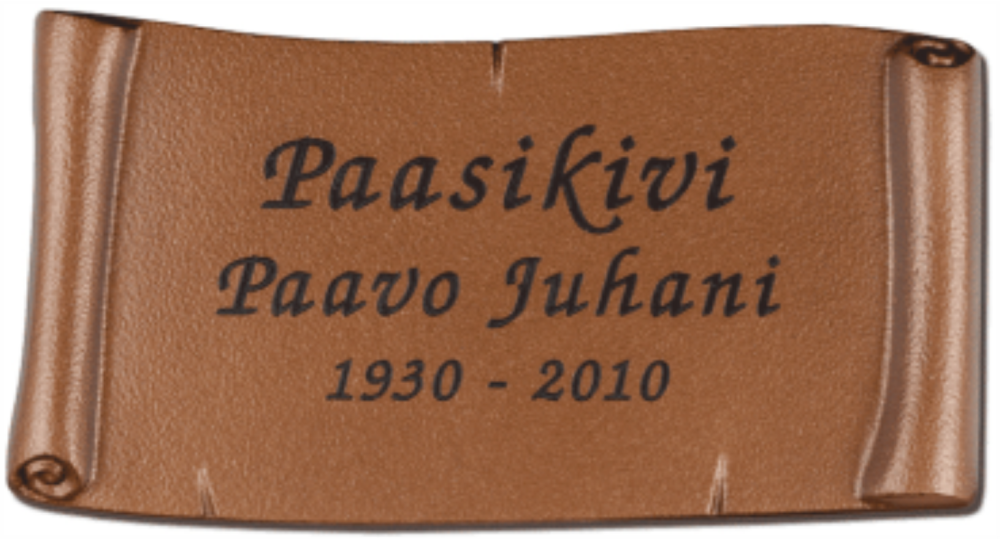 Valettu pergamenttilaatta kaiverretulla tekstillä n:o 3